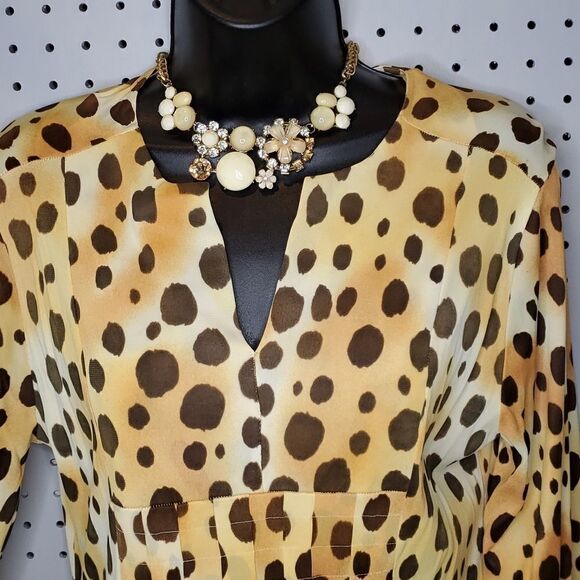 Vintage Leopard Print Polyester Maxi Dress, Sz Large, READ FOR FLAWS! - Picture 6 of 15